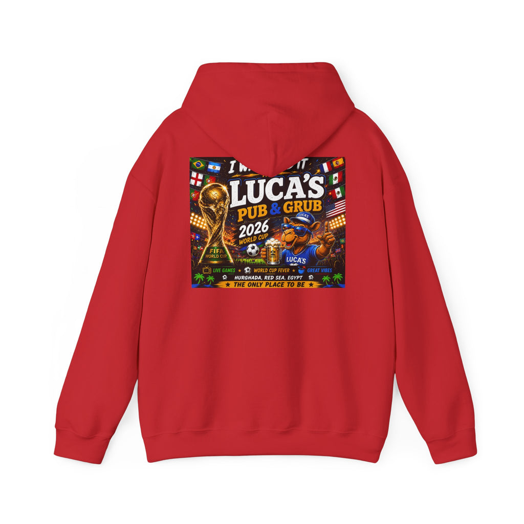Soccer World Cup Pub Hoodie — "I  LUCA'S Pub & Grub 2026" Fan Sweatshirt