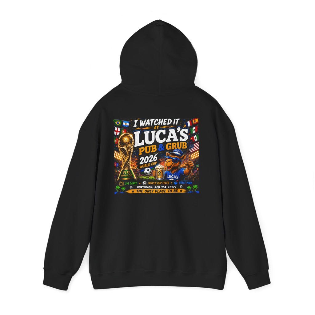 Soccer World Cup Pub Hoodie — "I  LUCA'S Pub & Grub 2026" Fan Sweatshirt