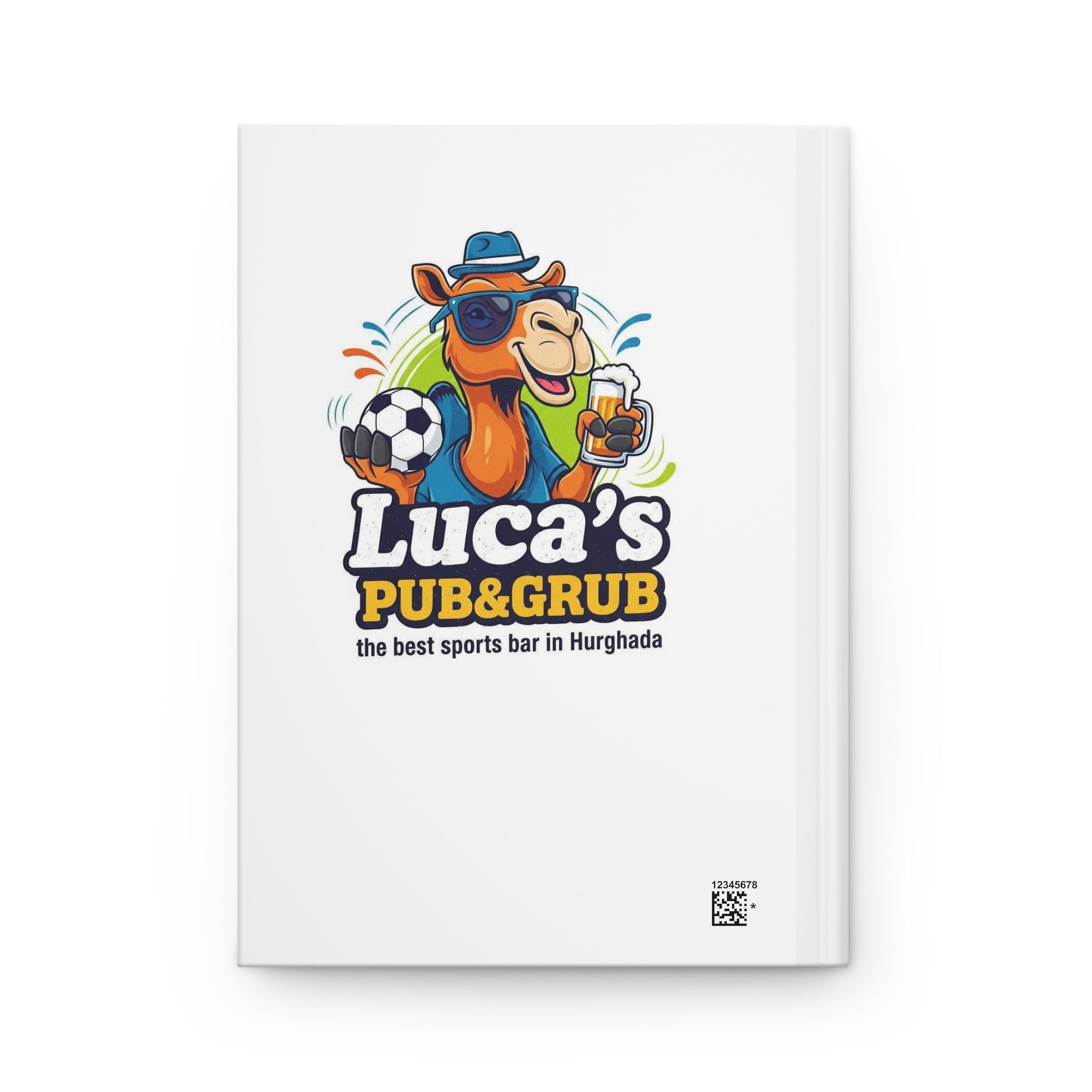 Luca’s Pub & Grub Hardcover Journal — Humorous Camel Sports Bar Notebook (Hurghada, Egypt)
