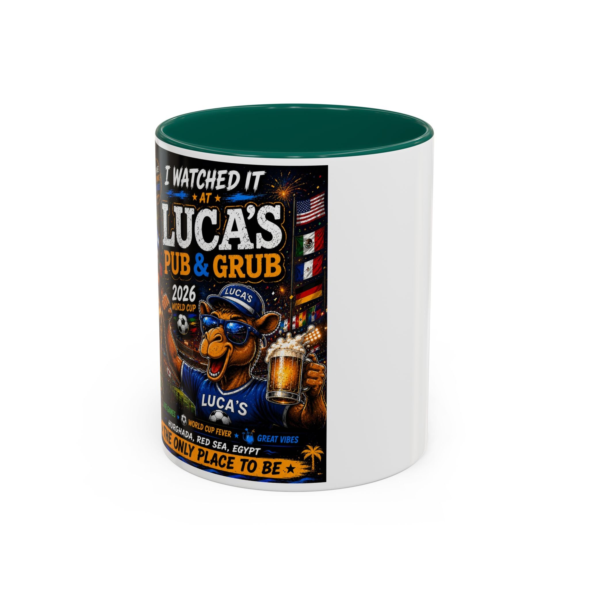Personalized Pub & Grub Mug — "I Watched It at Luca's" 11oz/15oz Colorful Coffee Cup