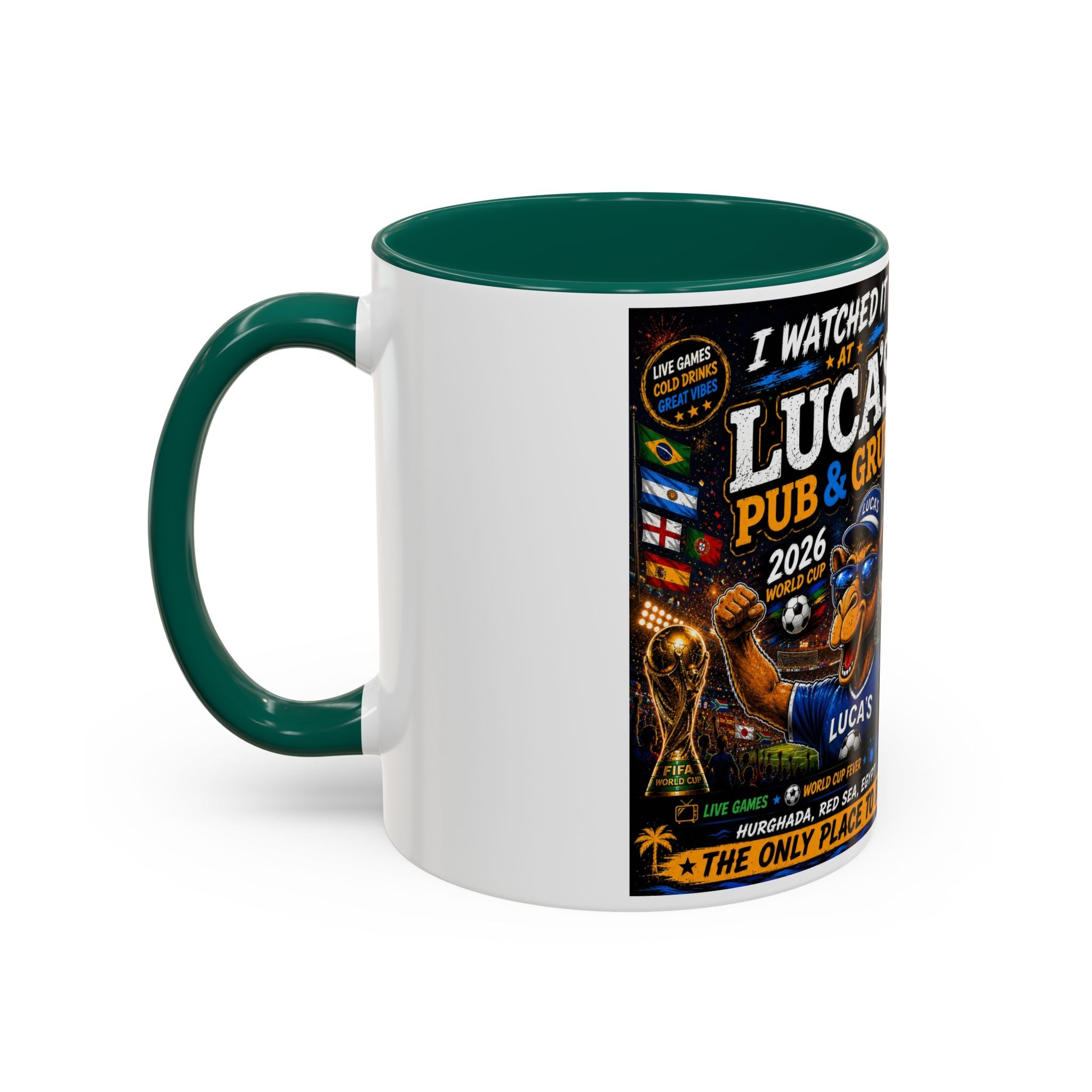 Personalized Pub & Grub Mug — "I Watched It at Luca's" 11oz/15oz Colorful Coffee Cup