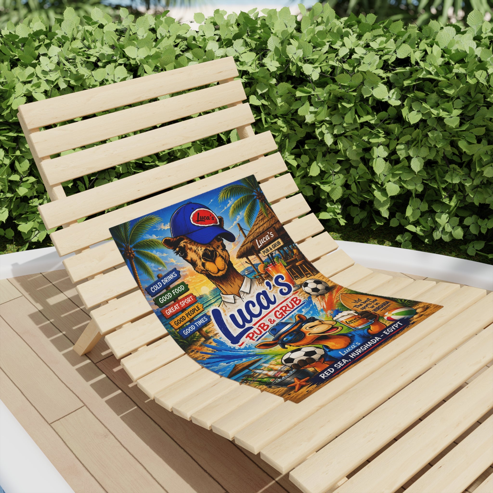 Beach Towel - Luca’s Pub & Grub Tropical Soccer Bar Design (Red Sea, Hurghada)