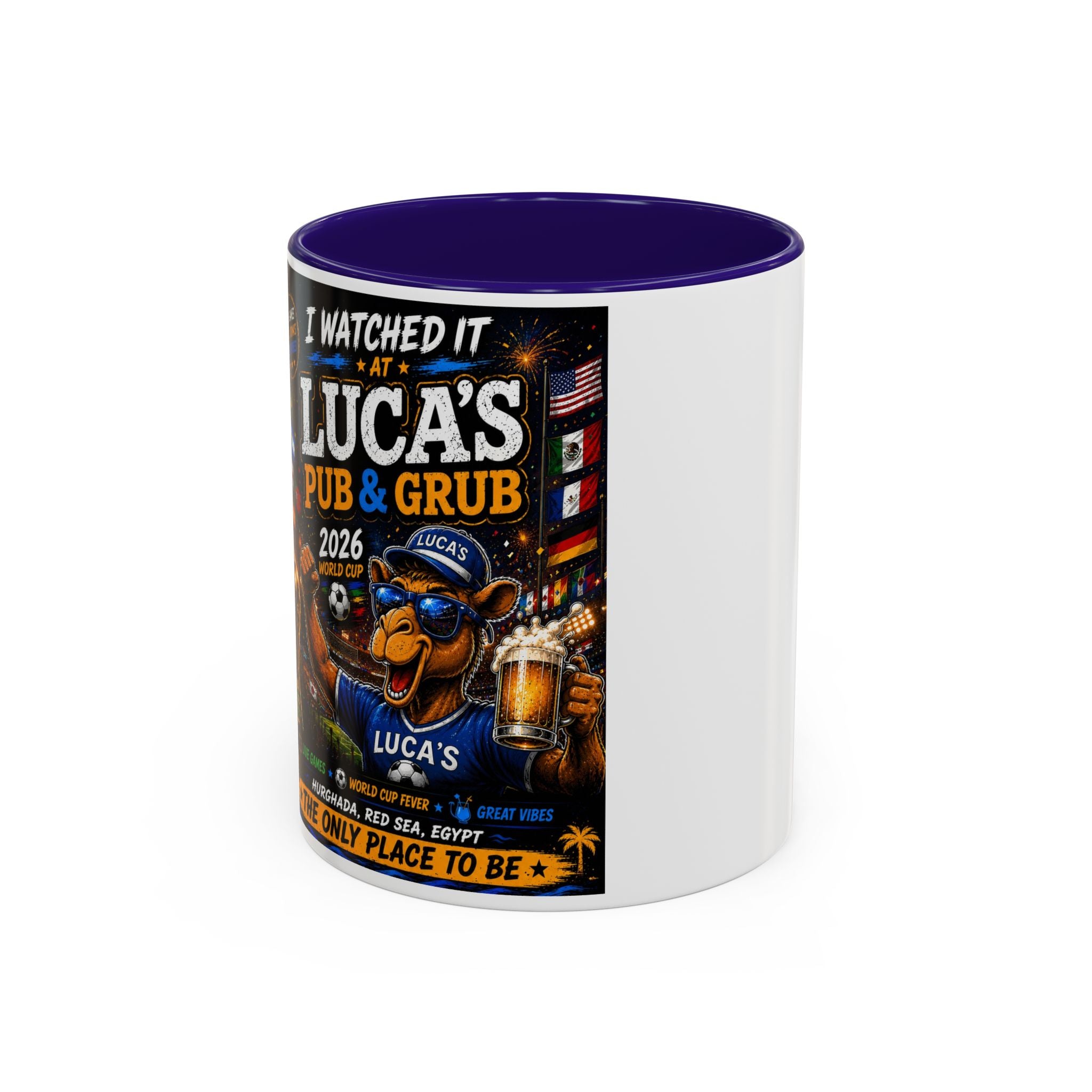 Personalized Pub & Grub Mug — "I Watched It at Luca's" 11oz/15oz Colorful Coffee Cup