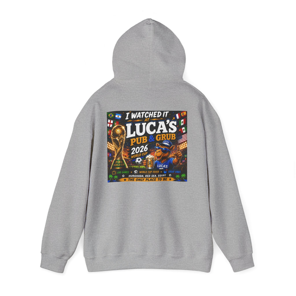 Soccer World Cup Pub Hoodie — "I  LUCA'S Pub & Grub 2026" Fan Sweatshirt