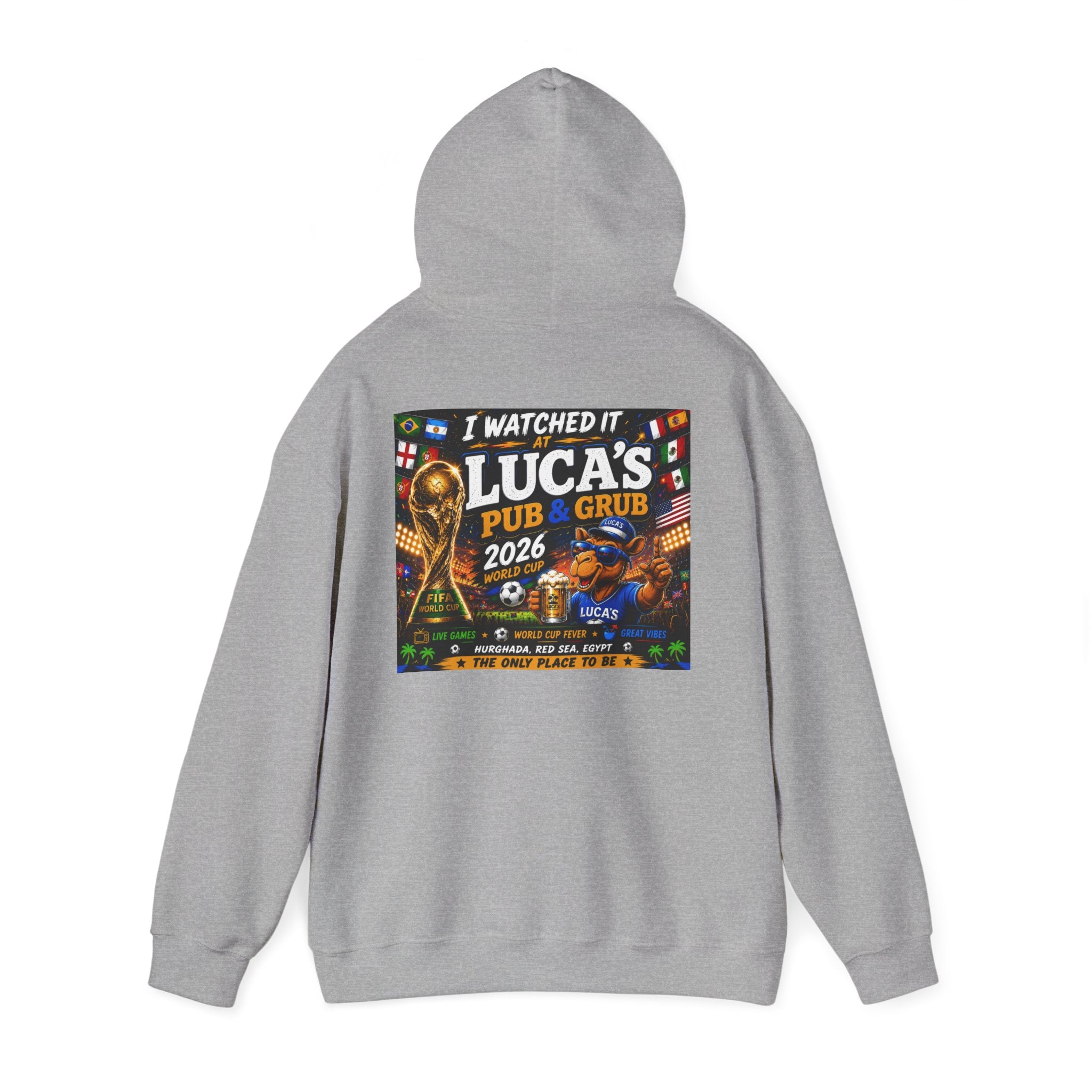 Soccer World Cup Pub Hoodie — "I  LUCA'S Pub & Grub 2026" Fan Sweatshirt