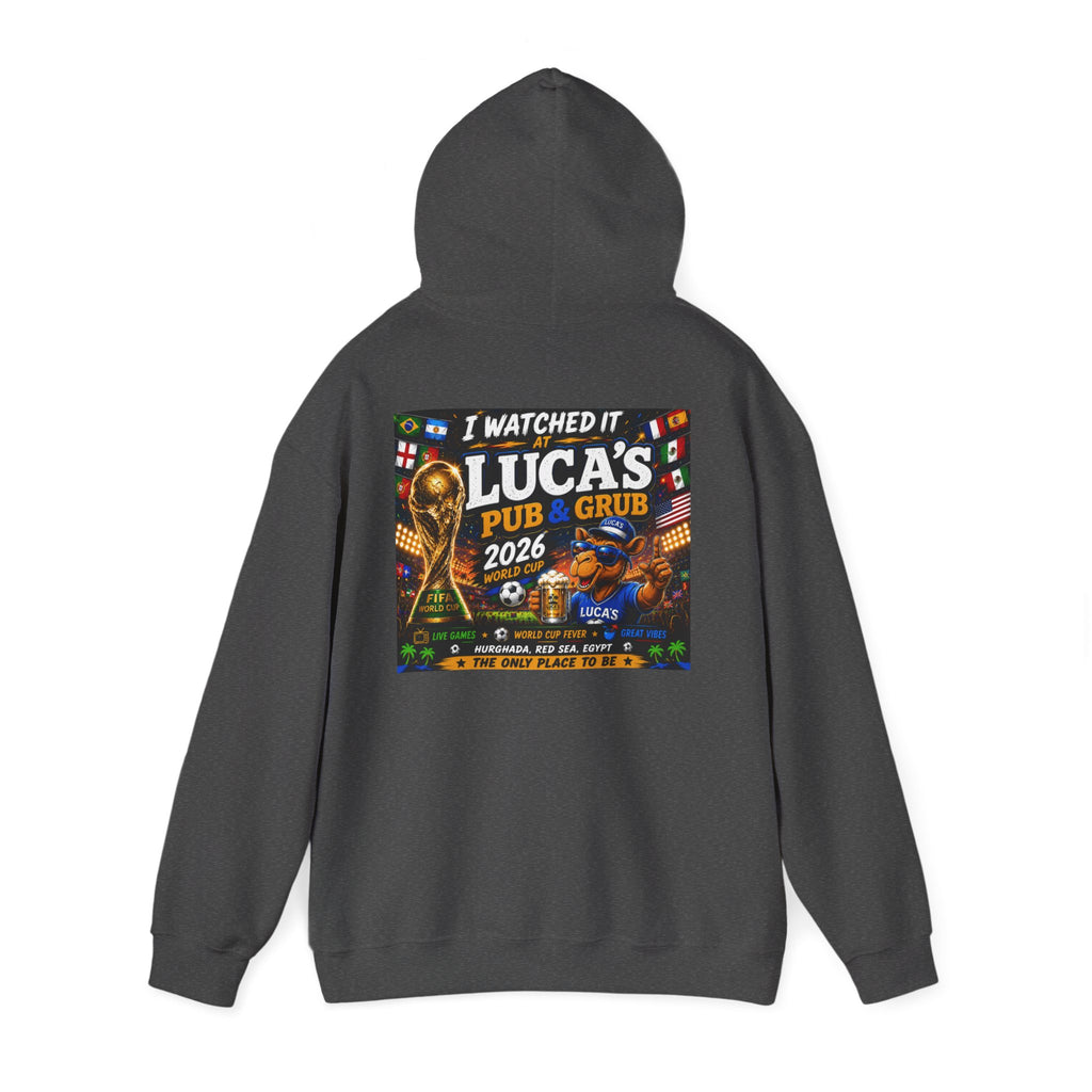 Soccer World Cup Pub Hoodie — "I  LUCA'S Pub & Grub 2026" Fan Sweatshirt