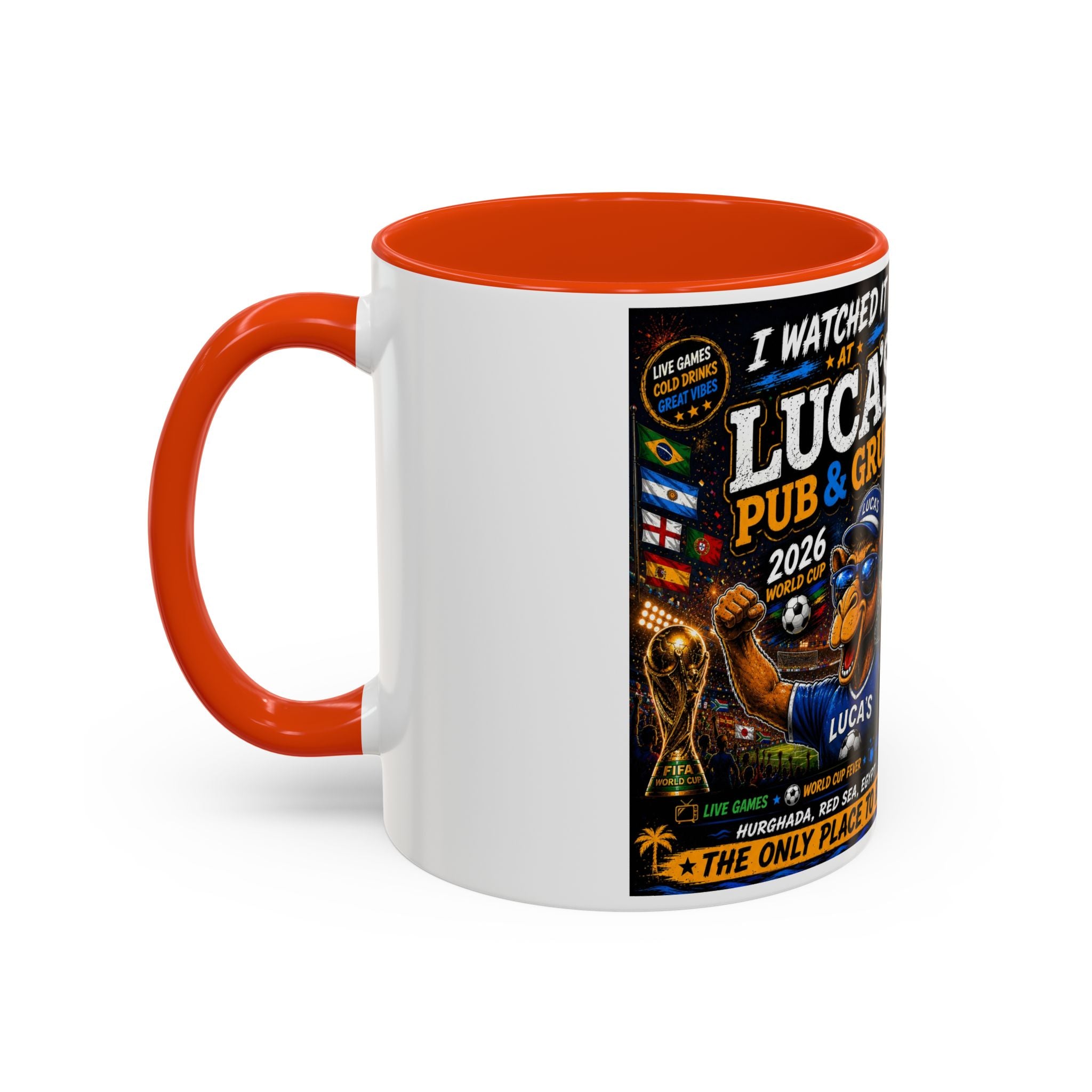 Personalized Pub & Grub Mug — "I Watched It at Luca's" 11oz/15oz Colorful Coffee Cup