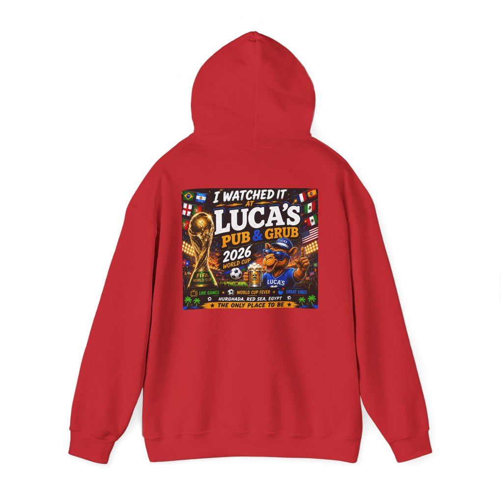 Soccer World Cup Pub Hoodie — "I  LUCA'S Pub & Grub 2026" Fan Sweatshirt