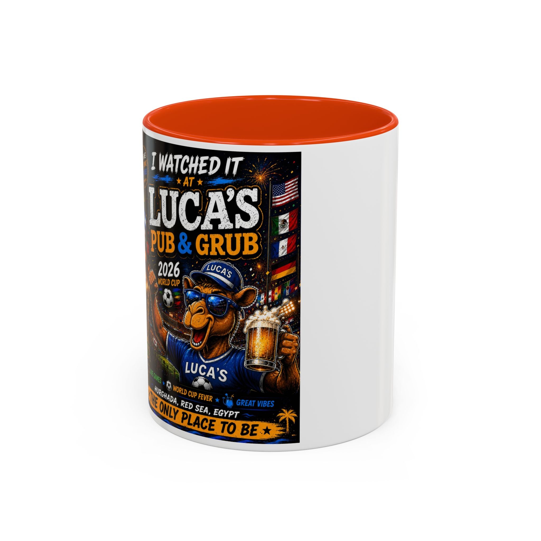 Personalized Pub & Grub Mug — "I Watched It at Luca's" 11oz/15oz Colorful Coffee Cup
