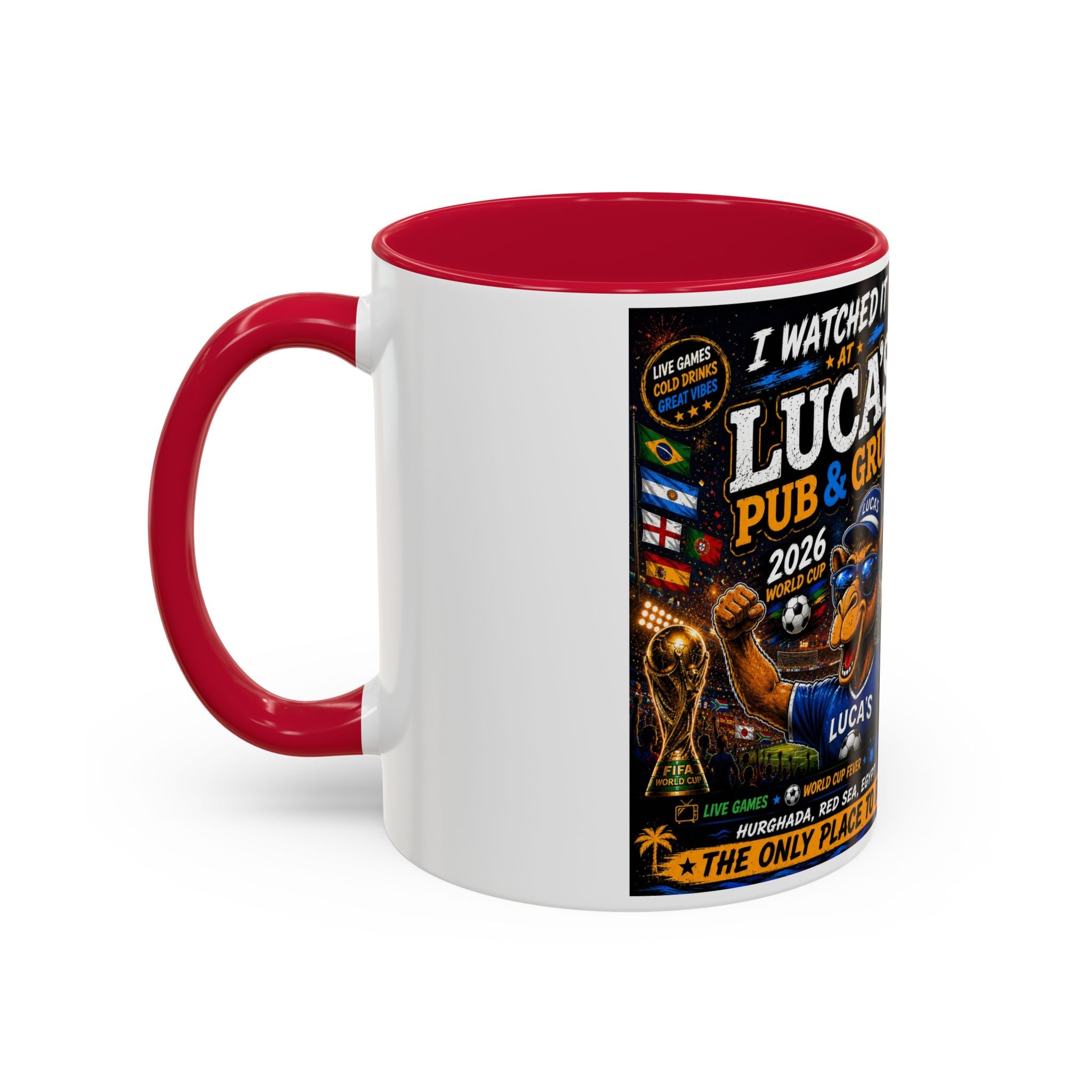 Personalized Pub & Grub Mug — "I Watched It at Luca's" 11oz/15oz Colorful Coffee Cup